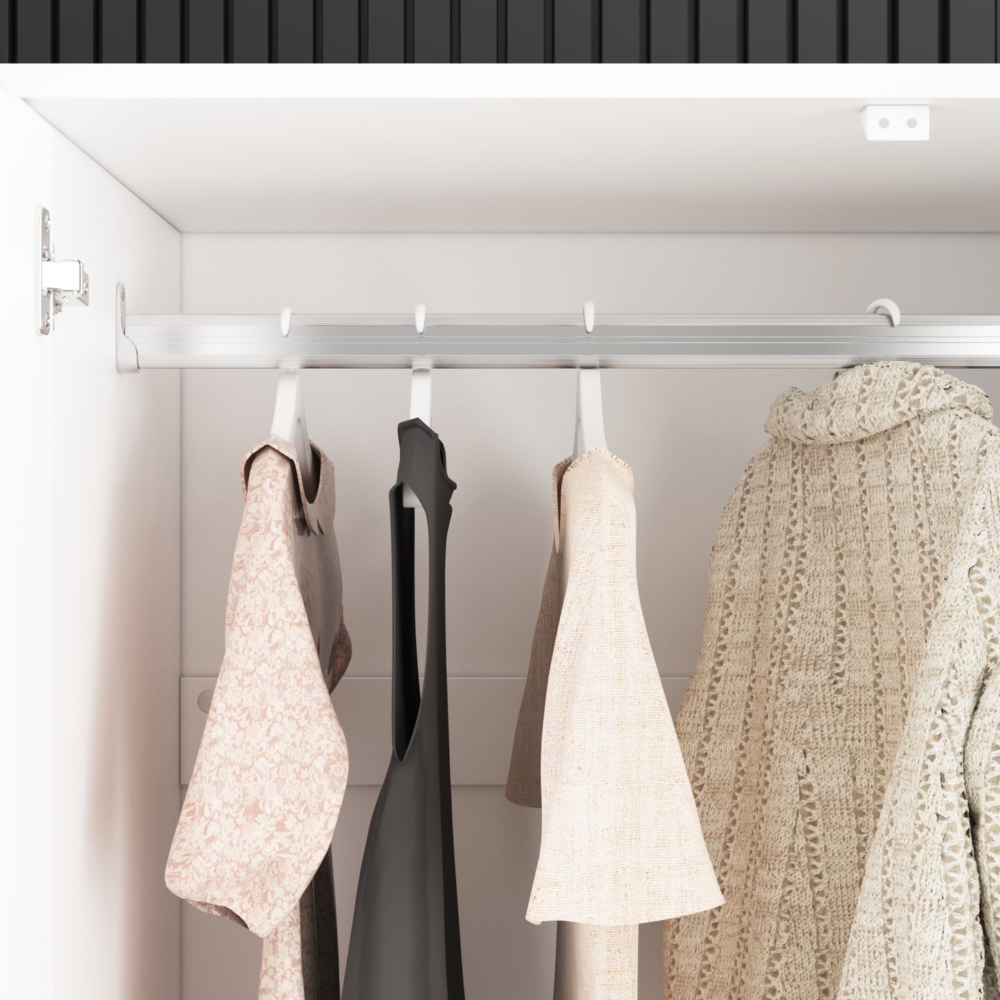 Wiawg Wardrobe Closet with 4-Mirrored Door, Armoire Closet Cabinet with Hanging Rod for Bedroom,White