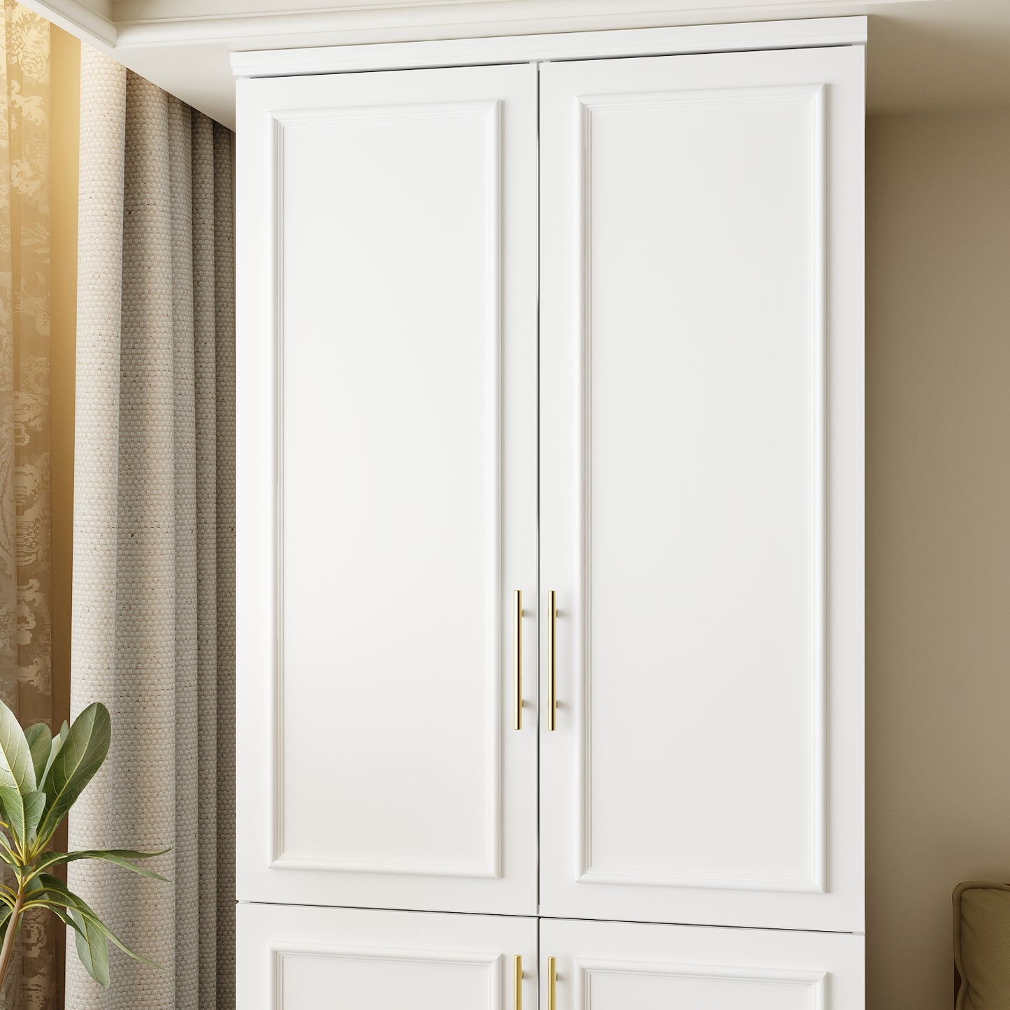 WIAWG 74.5"H 2 Door Clothing Armoire Wardrobe Closet with Hanging Rod