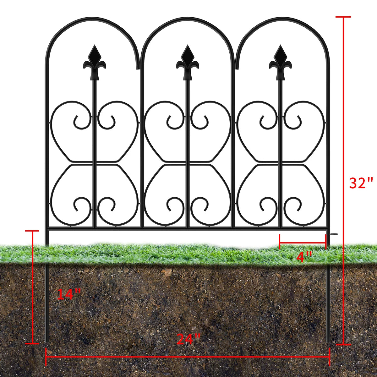 WIAWG Decorative Garden Fence Panels, Outdoor Folding Landscape Wire Patio Fences, 10 Pieces