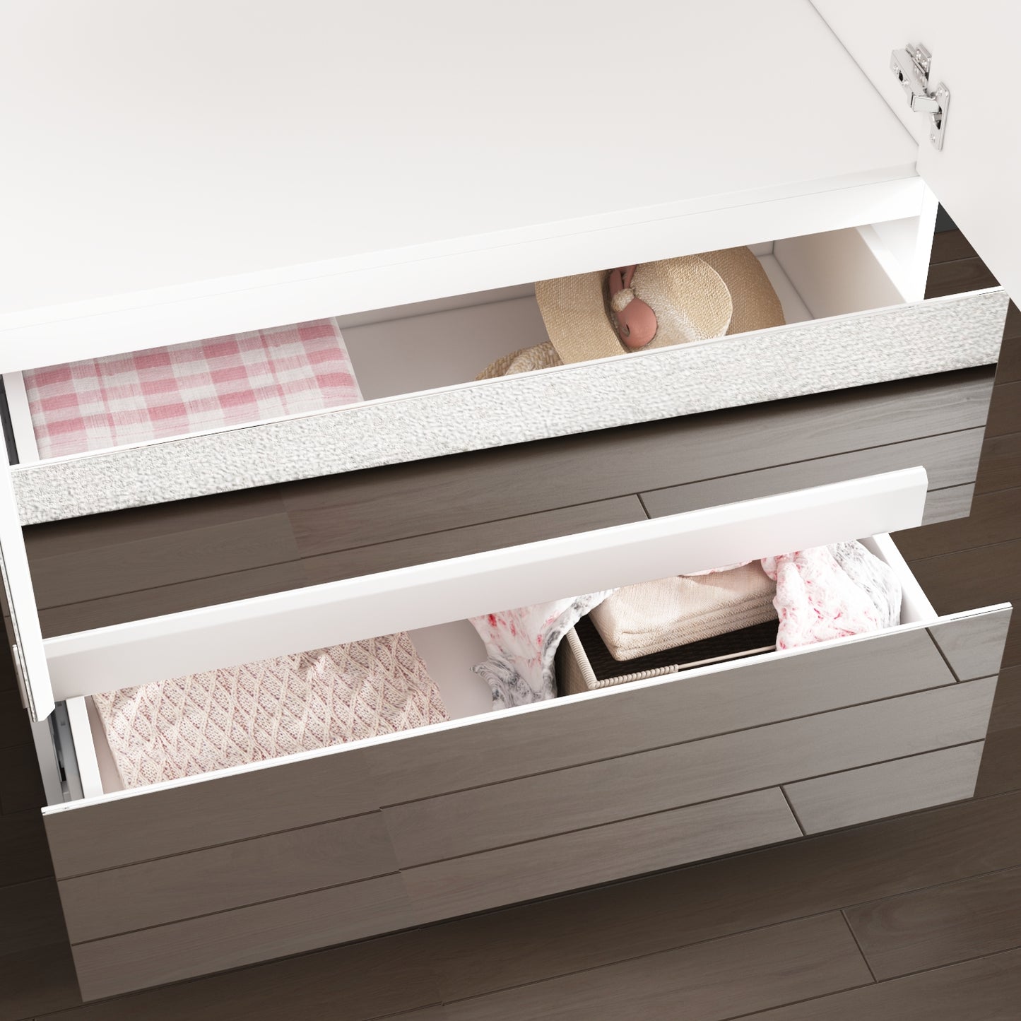 Wardrobe with Mirror Doors, White Bedroom Armoire with 2 Drawers, Hanging Rod, Mirrored Closet Modern Clothes Storage Cabinet for Guest Room Cloakroom, 31.5”W x 19.7”D x 70.9”H