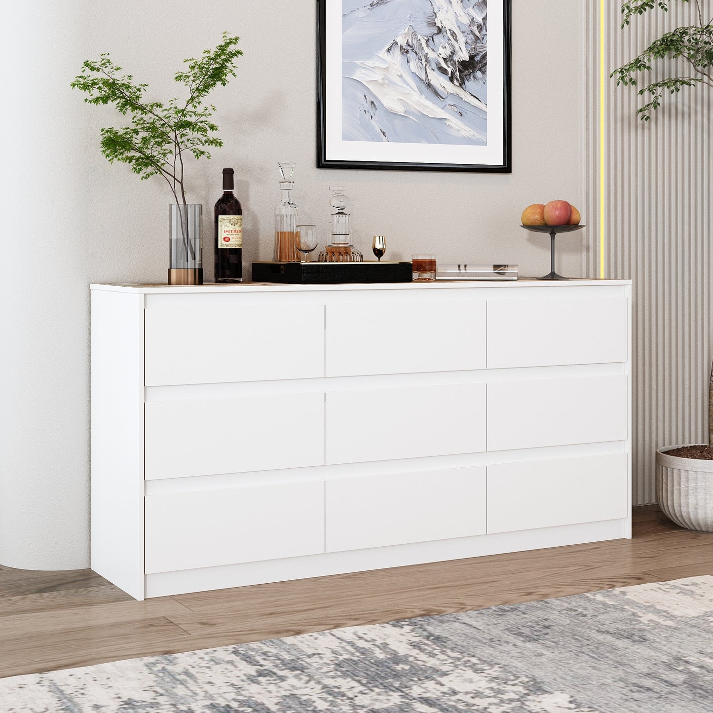 WIAWG 9 Drawer Dresser, Storage Organizer Bedroom/livingroom Furniture Clothes，White