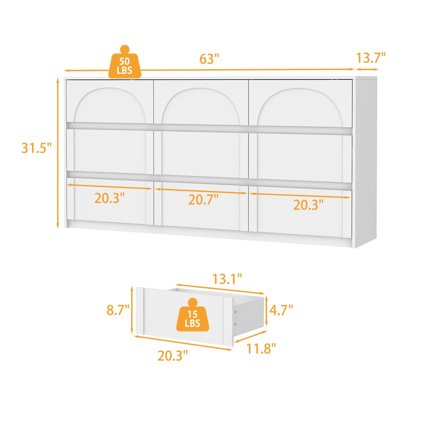 WIAWG 63-Inch Tall Bedroom & Living Room Storage Cabinet - Ample Space in a 9-Drawer Chest Dresser