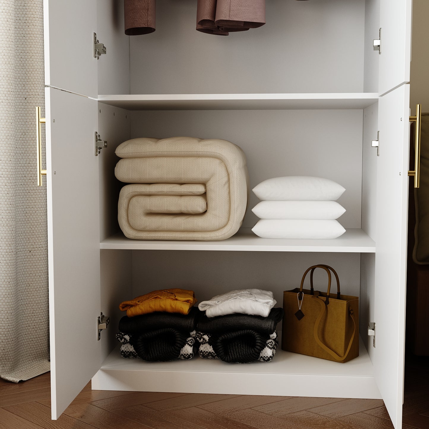 WIAWG 74.5"H 2 Door Clothing Armoire Wardrobe Closet with Hanging Rod