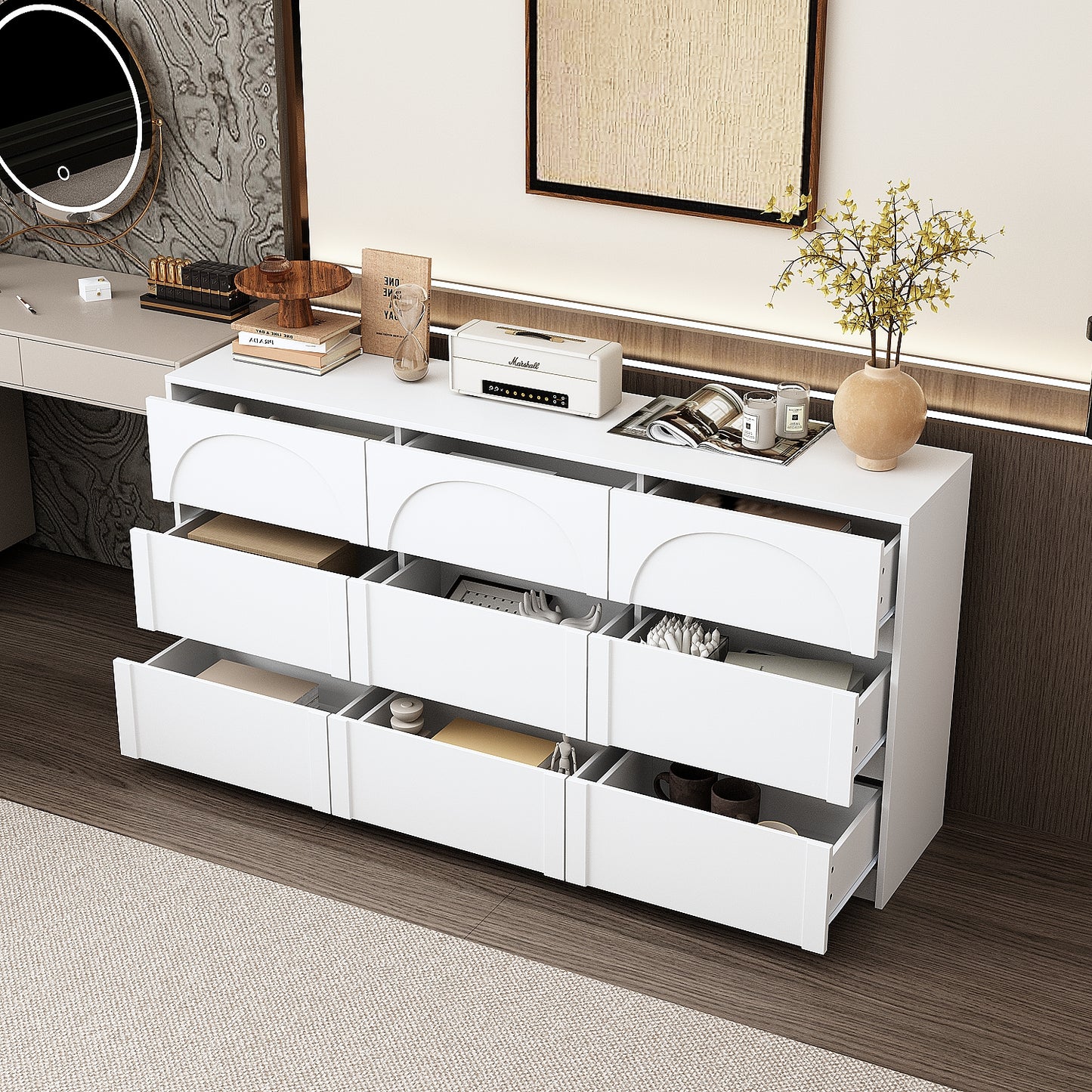 WIAWG 63-Inch Tall Bedroom & Living Room Storage Cabinet - Ample Space in a 9-Drawer Chest Dresser
