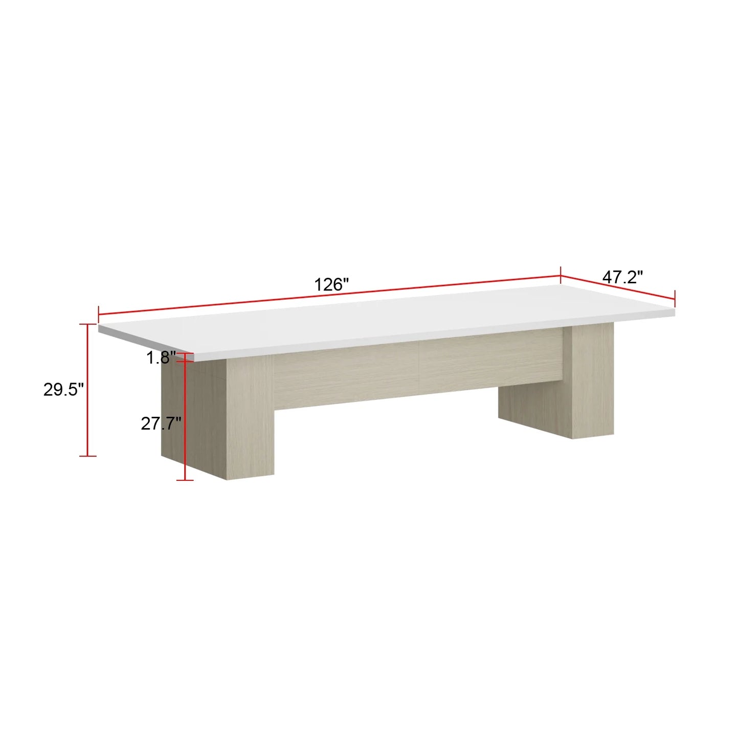 WIAWG 126" W Large Dining Table, 10.5 Ft Rectangular Kitchen Tables for Dining Room Farmhouse Office