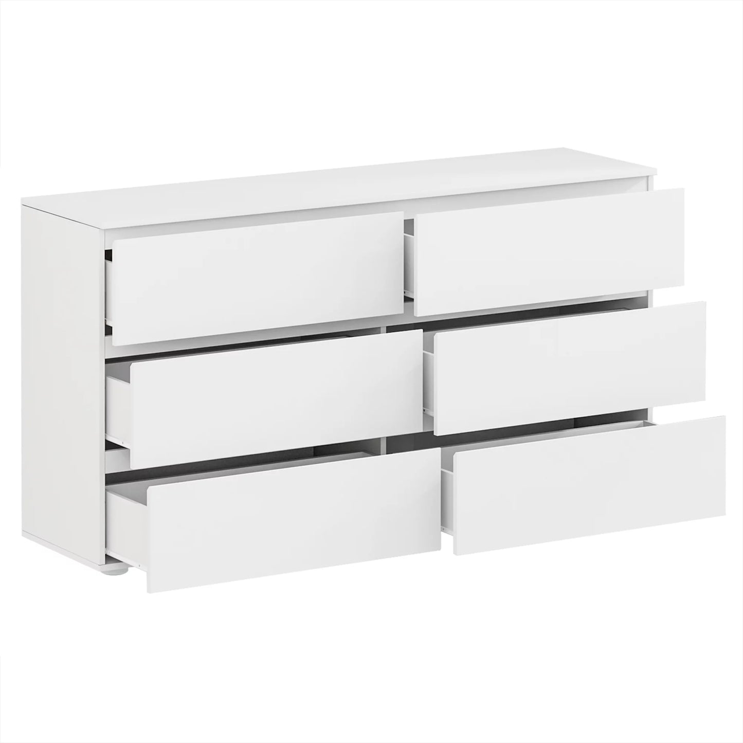 WIAWG Modern 6-Drawer Dresser Chest Side Cabinet for Bedroom/Living Room Wooden White