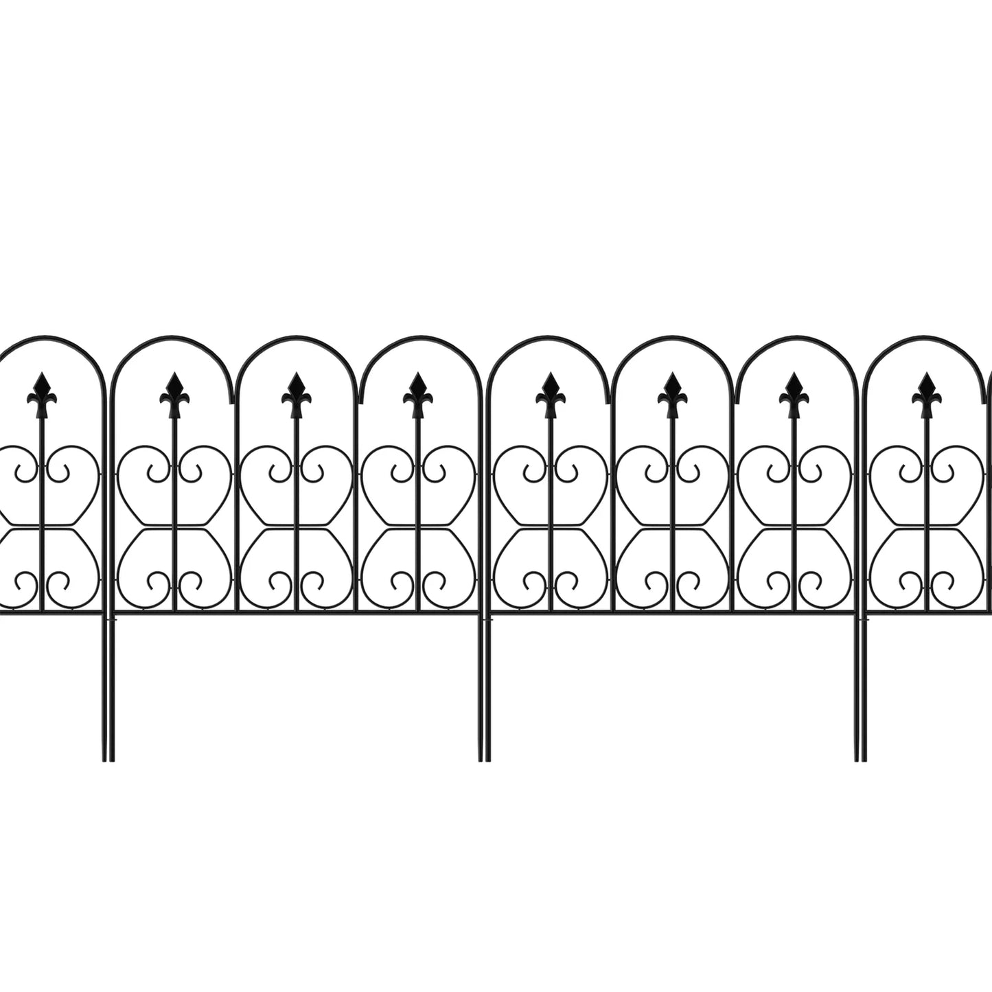 Garden Fence 24inx32in Outdoor Decorative Fencing Landscape Wire Fencing Folding Wire Patio Border Edge Section Fences Flower Bed Animal Barrier Décor Picket Black Rustproof Panels, 10 Panels