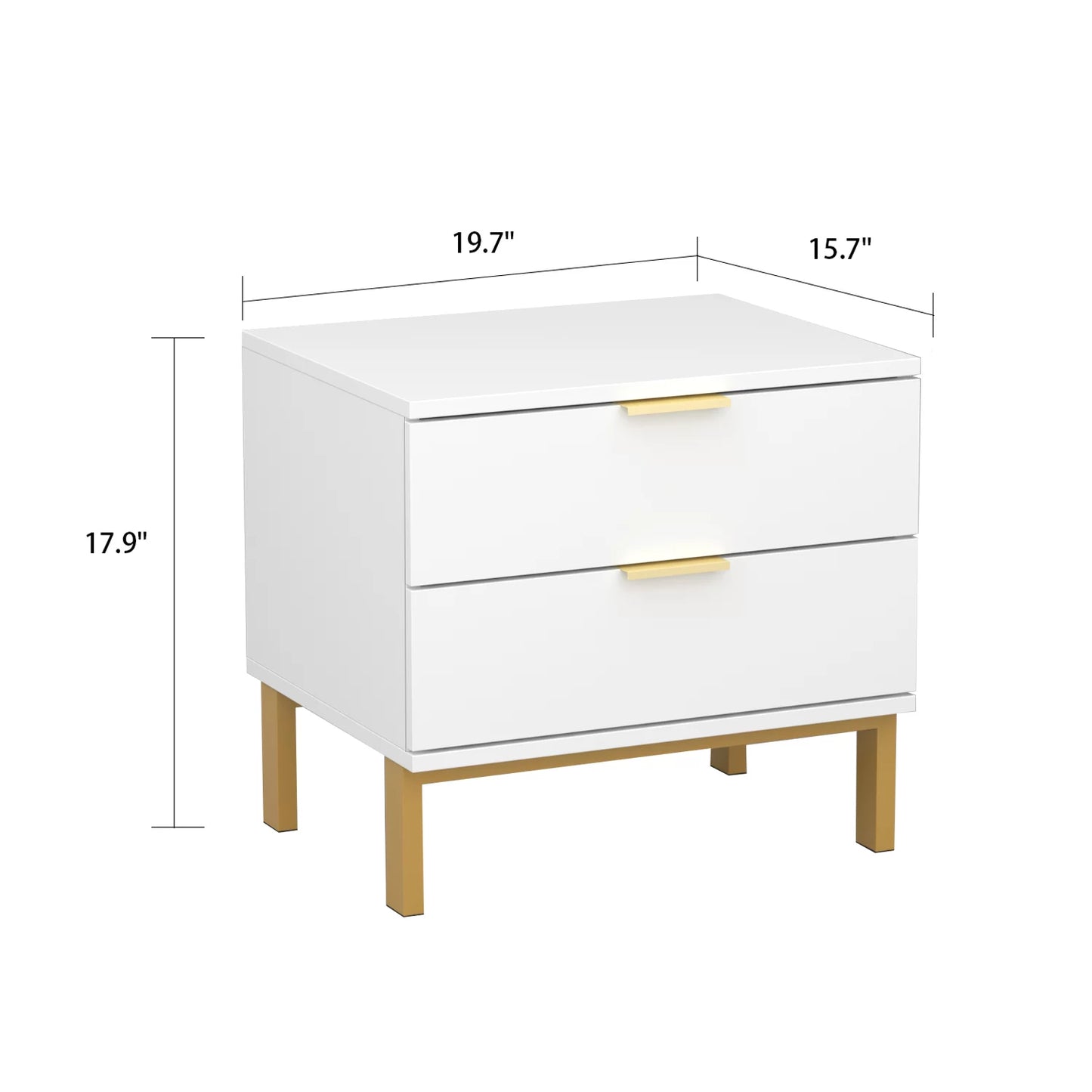 WIAWG Modern Nightstand Set of 2 for Bedroom/Living Room 2 Drawer End Table with Metal Handles White