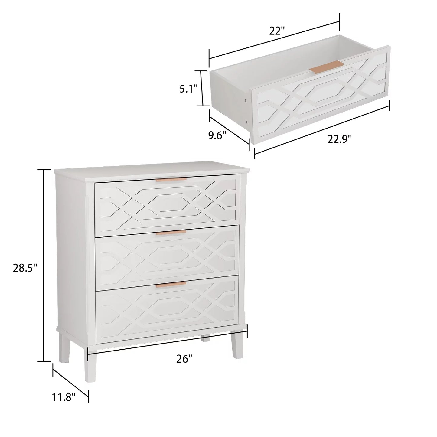 WIAWG Accent Table Decorative Mirrored End Table with 3 Drawer for Living Room