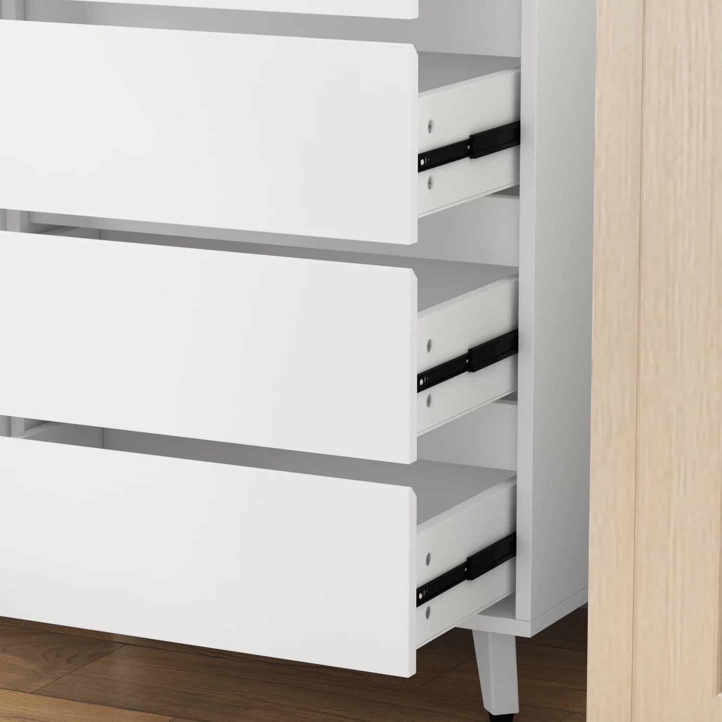 WIAWG Modern Kitchen Pantry Storage Cabinet with Hutch and Drawers,White Sideboard Buffet Cupboard with Glass Door,63"