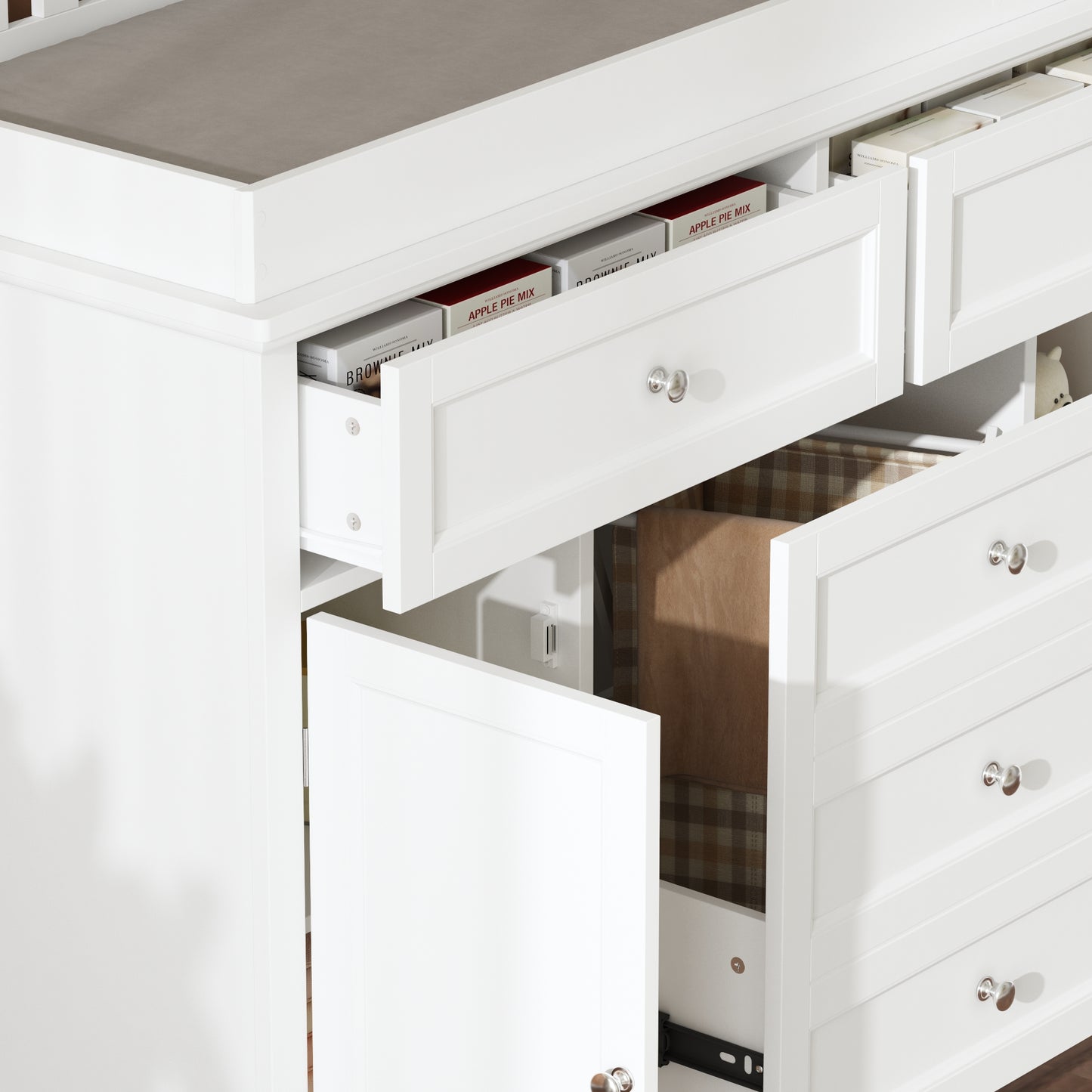 WIAWG Nursery Dresser with Changing Table Top, 46" W Baby Dresser with 2 Drawers,Storage Organize Station for Nursery and Baby Bedroom,White