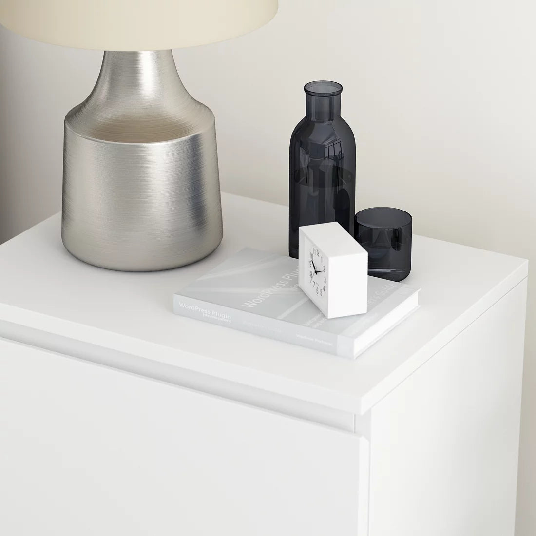 WIAWG Modern Nightstand End Table with 2 Drawers Side Table for Bedroom Living Room White