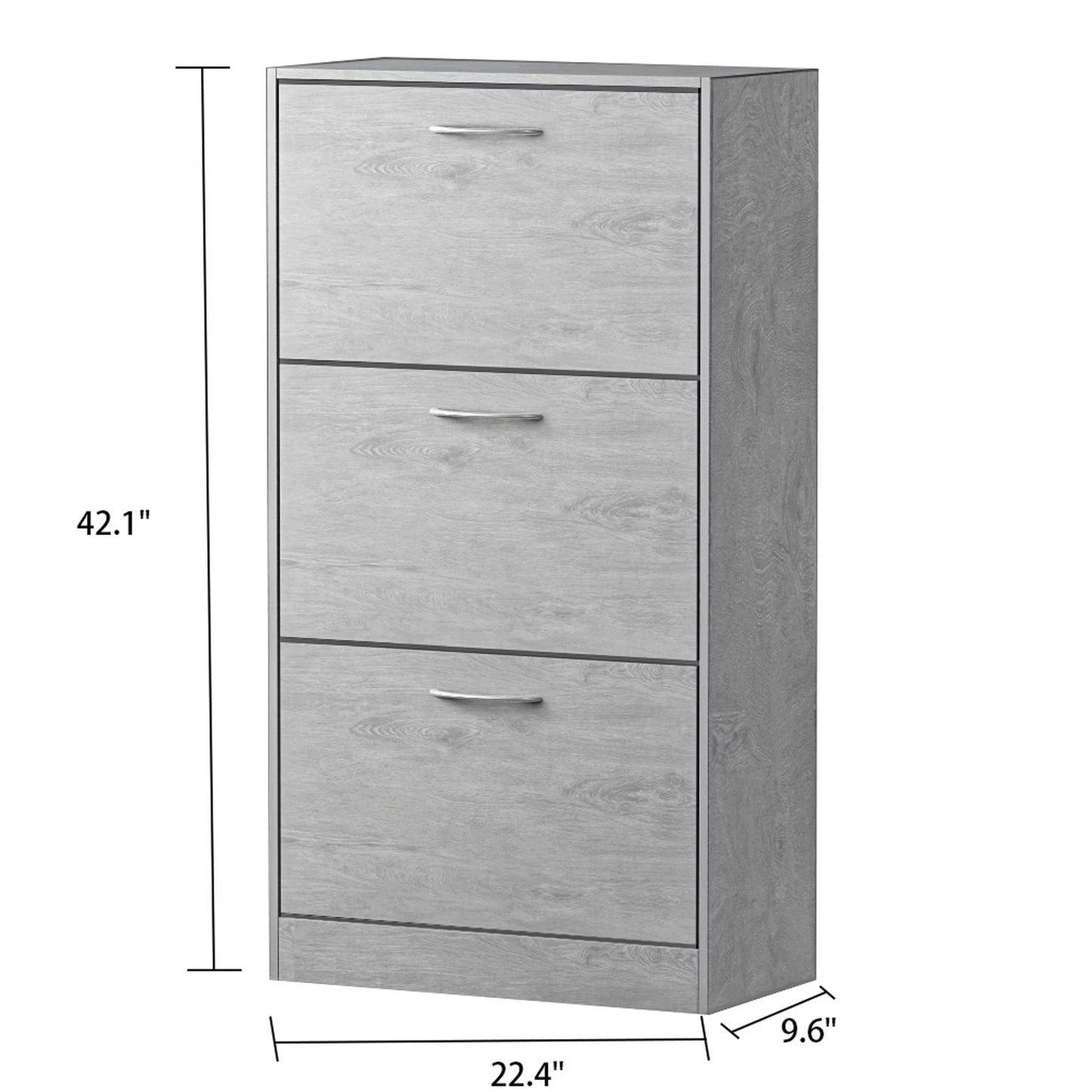 WIAWG 3 Drawers Shoe Cabinet for Entryway , Shoe Storage Cupboard Organizer Unit, Gray