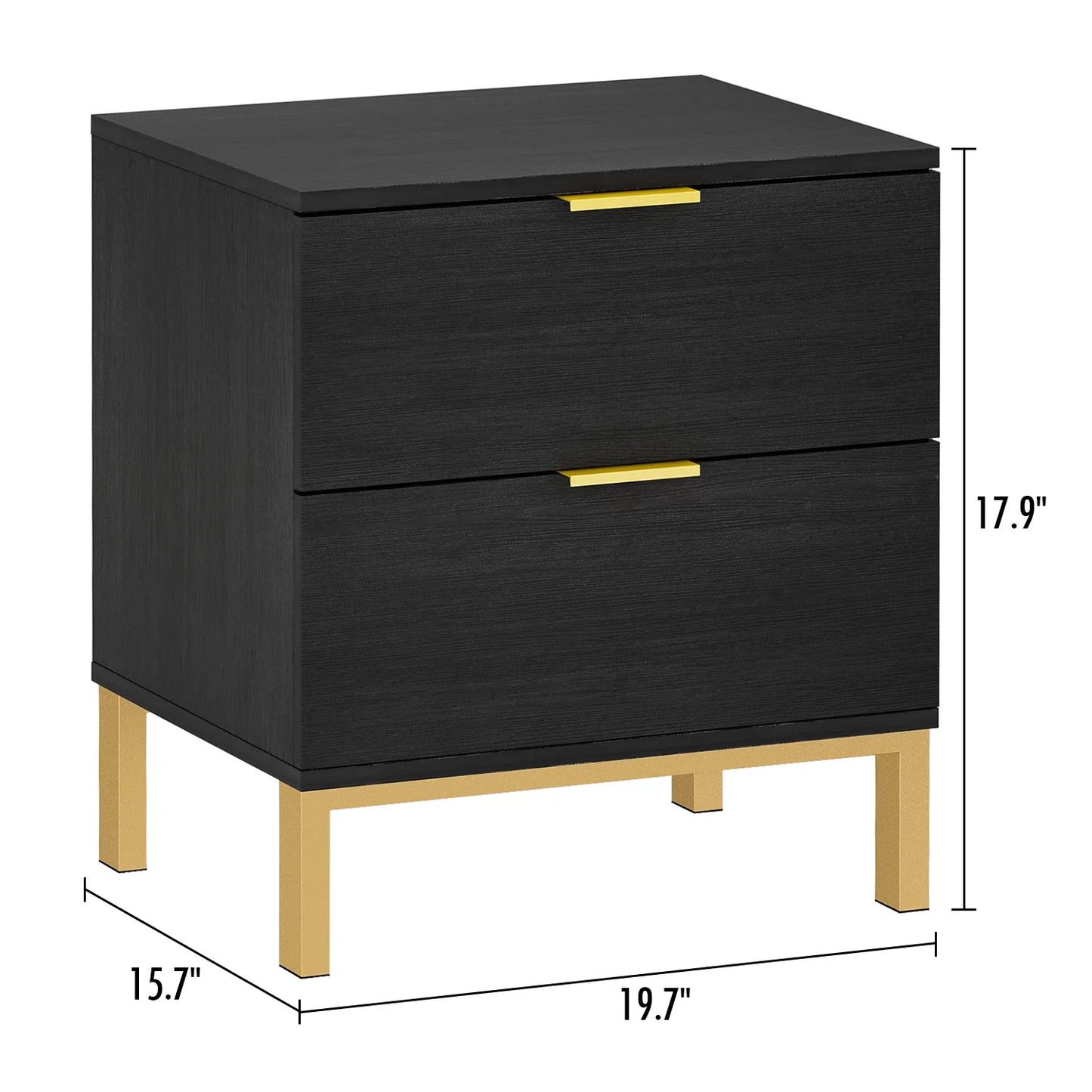 WIAWG Modern Nightstand with Drawer End Table for Bedroom with Metal Frame Black