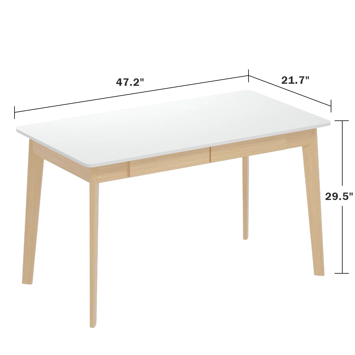 WIAWG Modern Office Desk with Drawer, Simple Computer Table in Home Painted, White