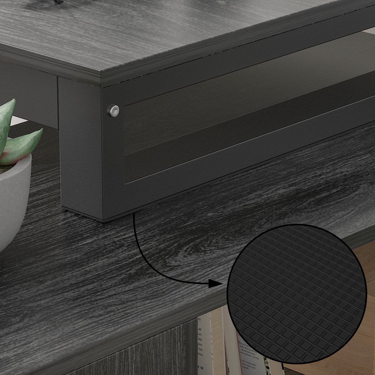 WIAWG L Shaped Desk with Hutch, Office Computer Desk with Drawers Workstastion, Dark Gray
