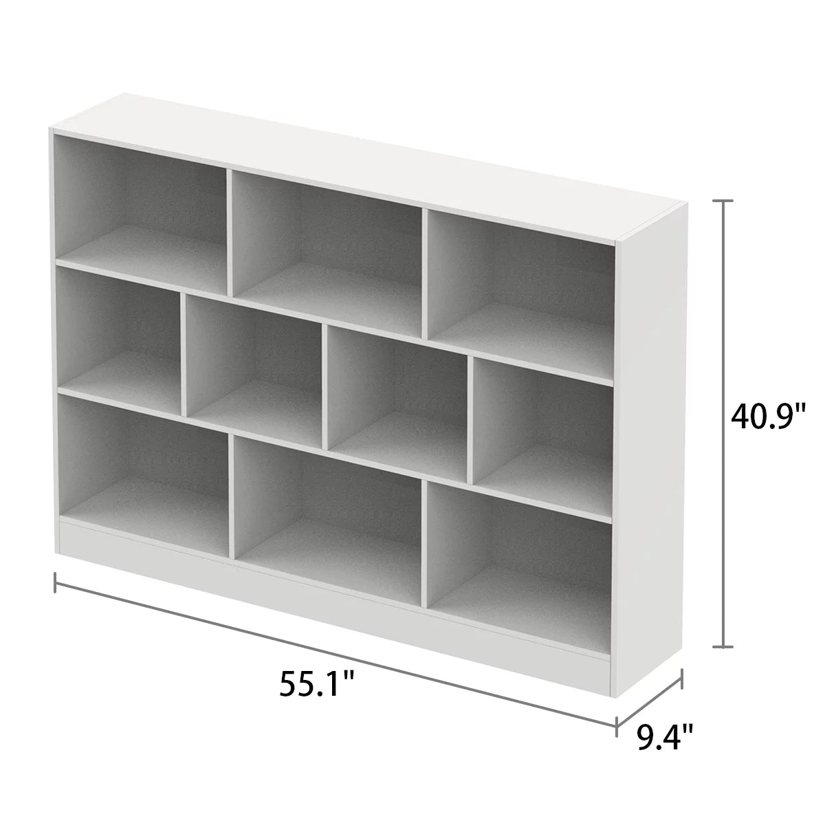 WIAWG Modern Open Shelf Bookcase Cube Storage Organizer for Home White 55.1"