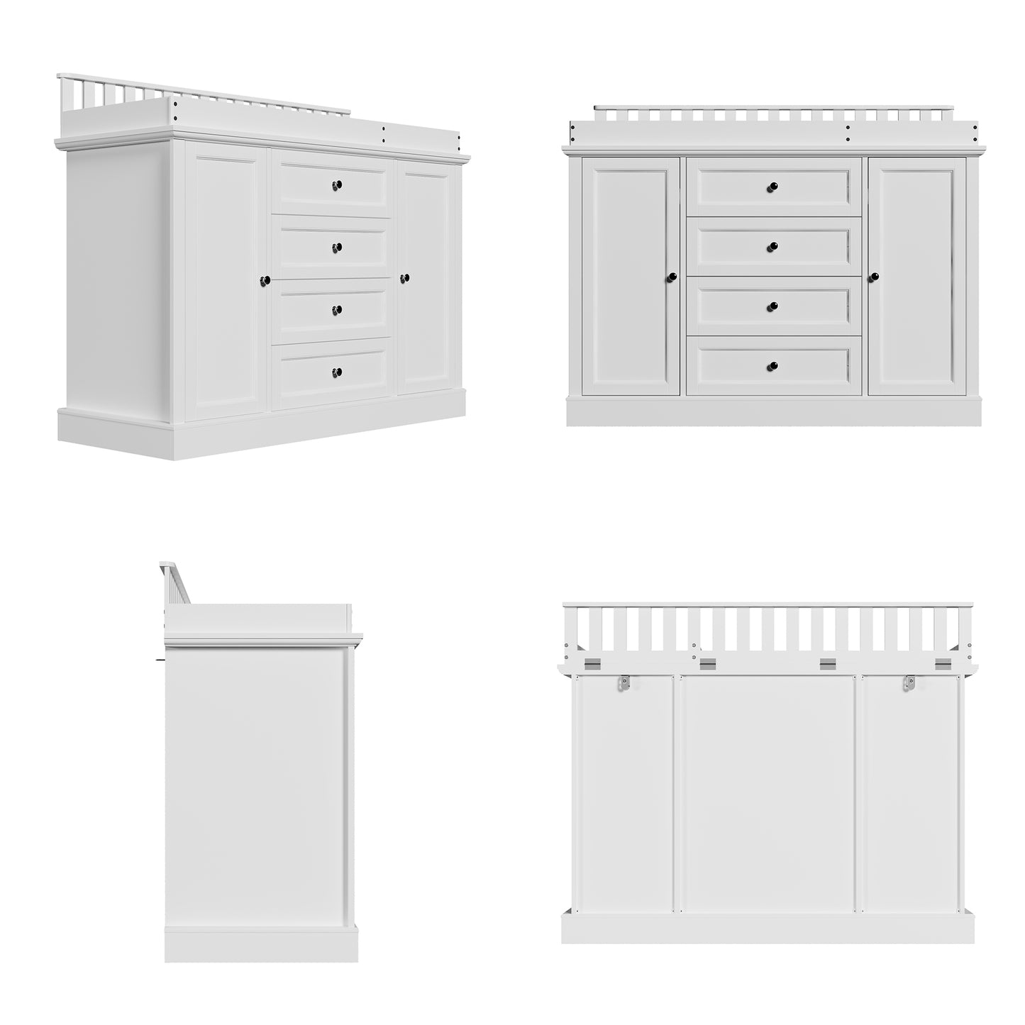 WIAWG Nursery Dresser with Changing Table Top, 46" W Baby Dresser with 2 Drawers,White