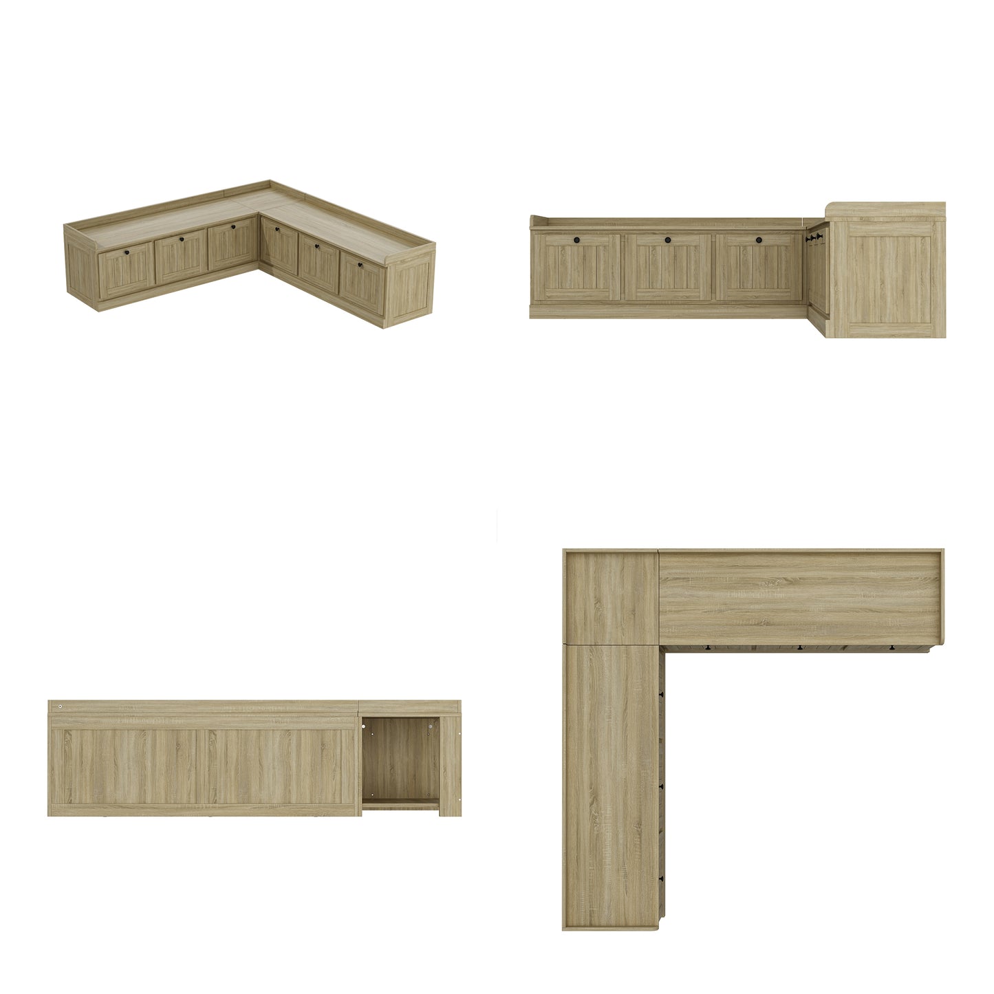 WIAWG L Shape Kitchen Breakfast Nook Bench, Kitchen Corner Nook Bench Seating with Hidden Storage, Corner Dining Seat for Entryway,Oak