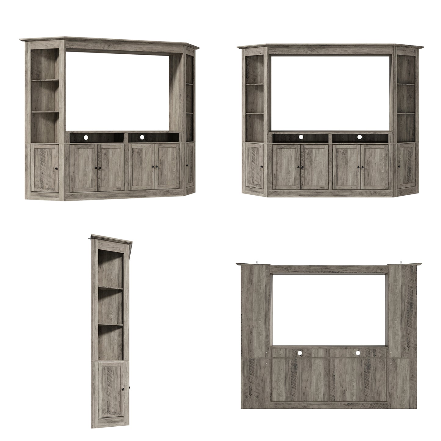 WIAWG Large All-in-One TV Stands for Living Room, 78.1" Tall TV Stands with Storage, Modern Wall Entertainment Center with Storage Bookshelves for Living Room, Light Gary