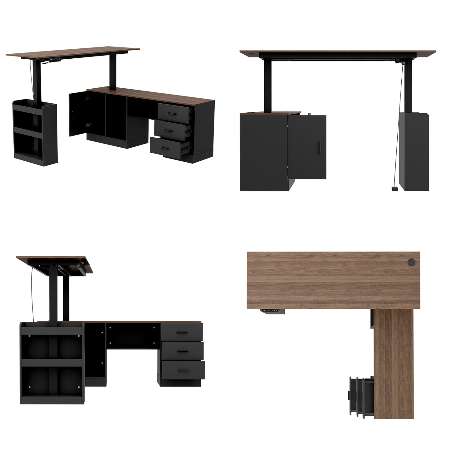 63" Electric Height Adjustable Standing Desk L Shap Office Desk,Black