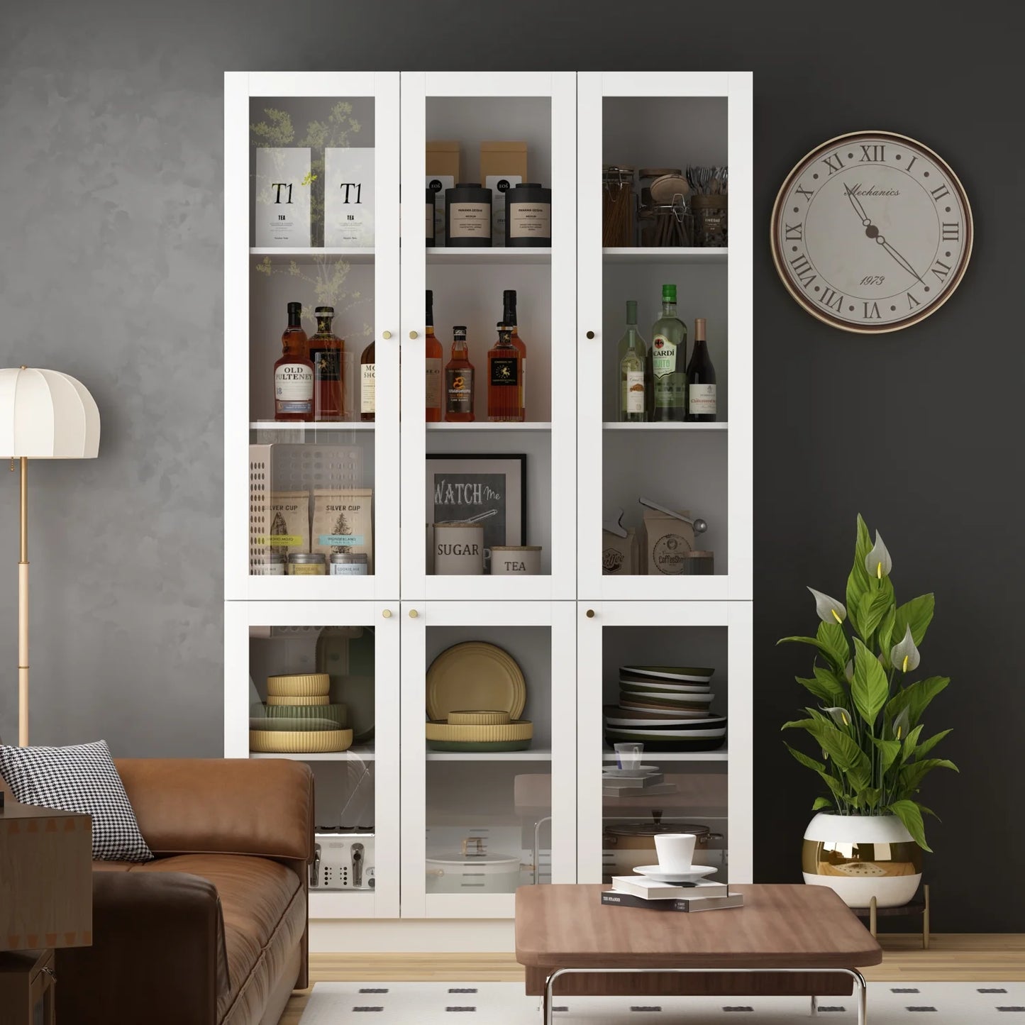 WIAWG 6-Door Kitchen Pantry Cabinet with 3 Drawers, 78.7" Freestanding Multifunctional Dispaly Cabinet Storage Cupboard, White