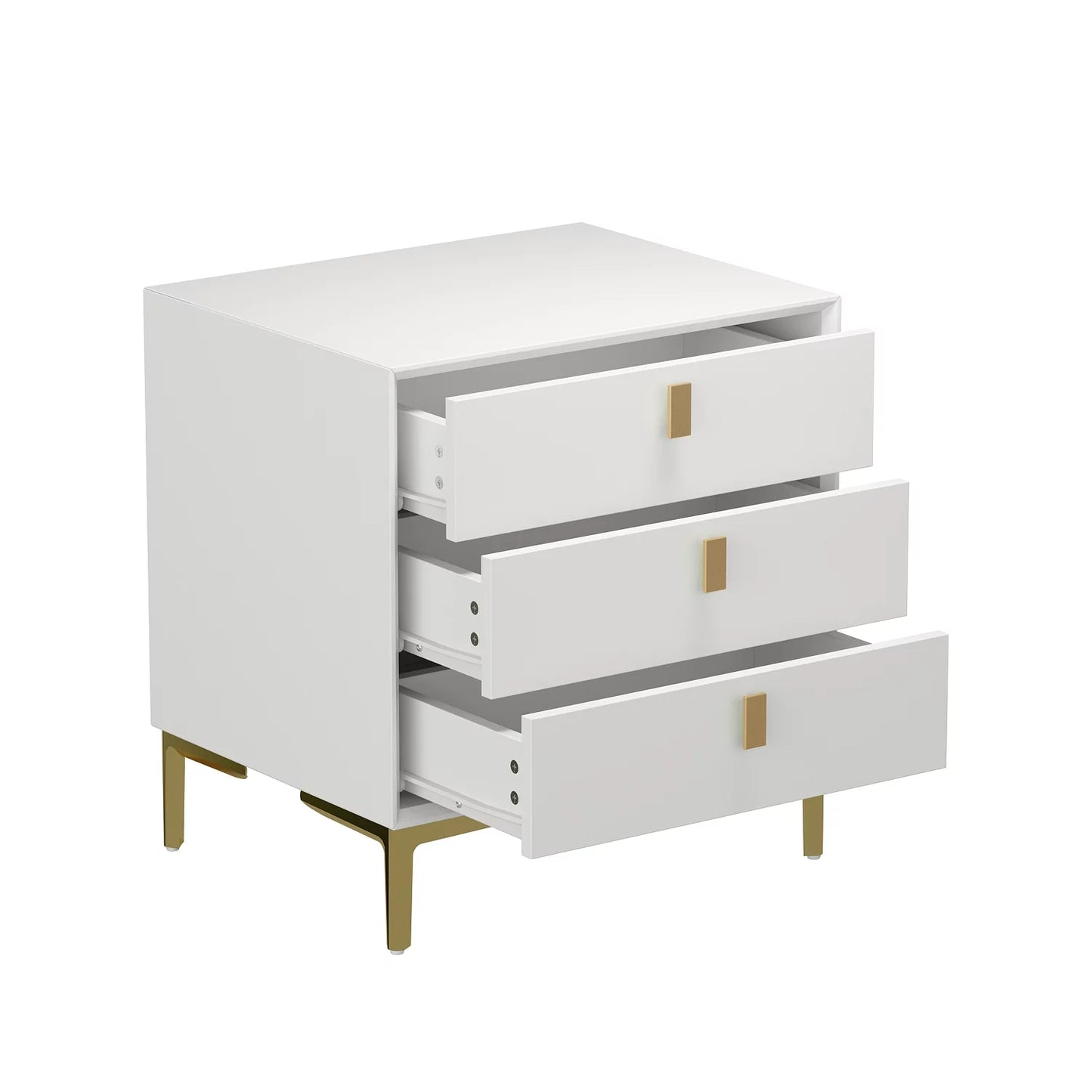 WIAWG Modern Nightstand for Bedroom, Bedside Table with 3 Drawers, White