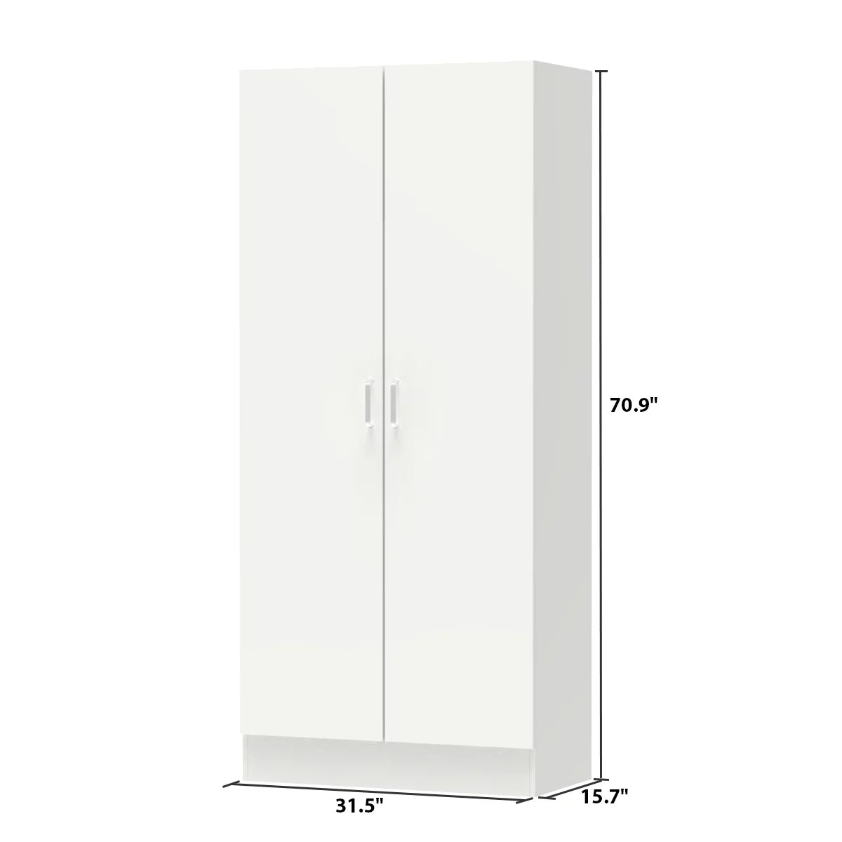 Closet Wardrobe Cube Organizer Storage, Tall 2-Door Storage Cabinet with Shelves and Hanging Bar, White