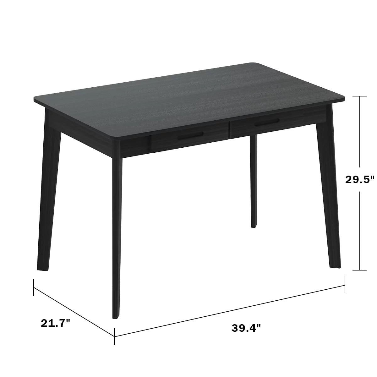 Home Office Computer Desk 39.4" Writing Desk Study Table with Drawers Wood Black