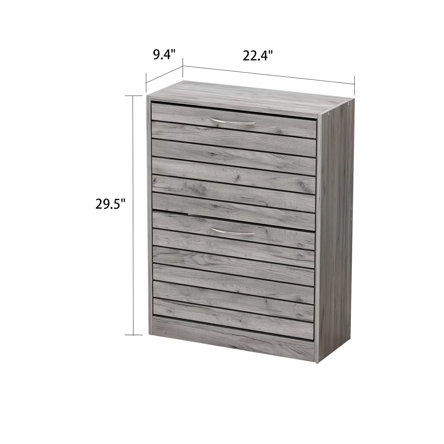 WIAWG Modern Shoe Storage Cabinet with 2 Compartments for Entryway Hallway Rustic Gray