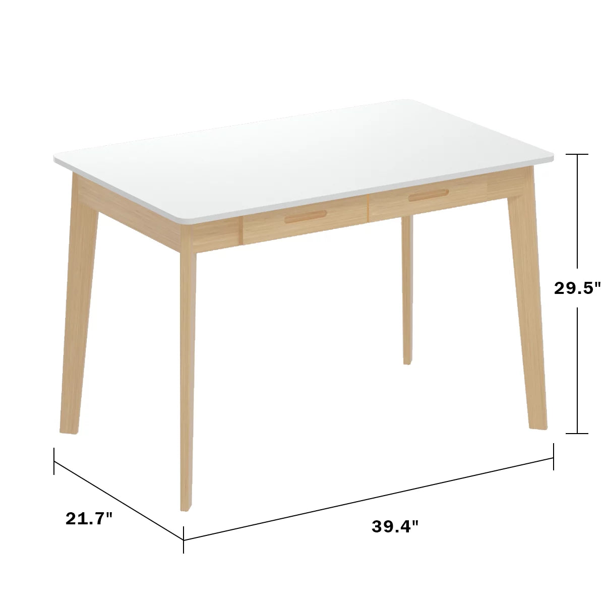 WIAWG 39.4" Modern Writing Desk with Drawers Workstation Table for Home Office White