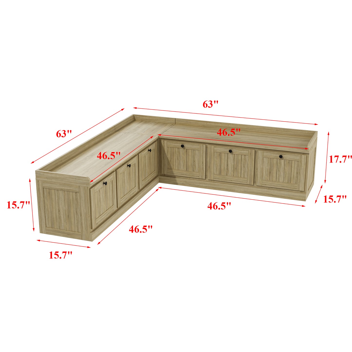WIAWG L Shape Kitchen Breakfast Nook Bench, Kitchen Corner Nook Bench Seating with Hidden Storage, Corner Dining Seat for Entryway,Oak