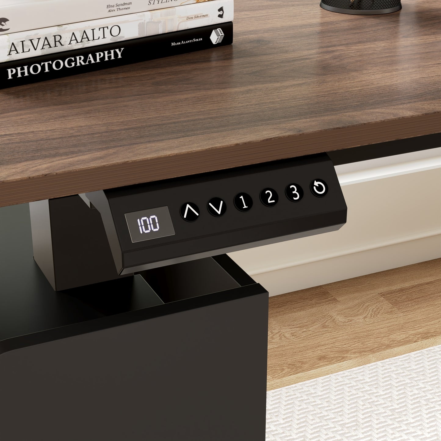 63" Electric Height Adjustable Standing Desk L Shap Office Desk,Black